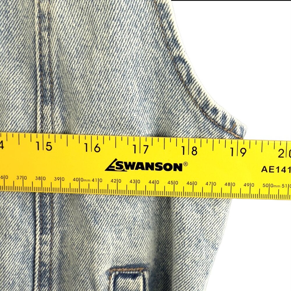 BLANKNYC Denim Moto Vest Grunge Biker 80's Light Wash Belted Medium Diagonal Zip - Picture 10 of 10